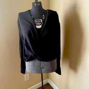 Anthropology grey wrap sweater